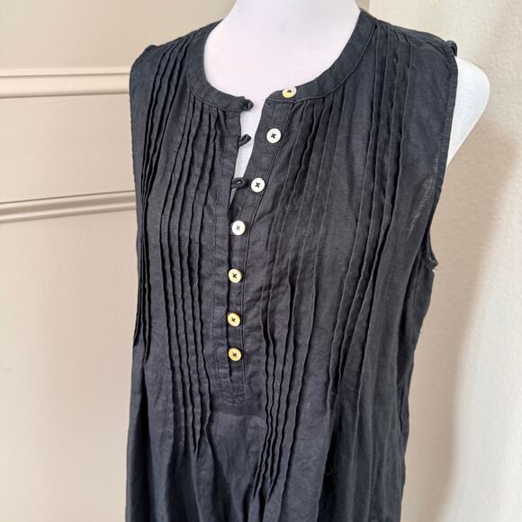 Quince Black Linen Sleeveless Swing Mini Dress Size M Pockets - Picture 3 of 7